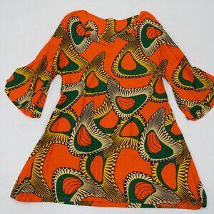 Orange High Neck Keyhole Maxi Dress